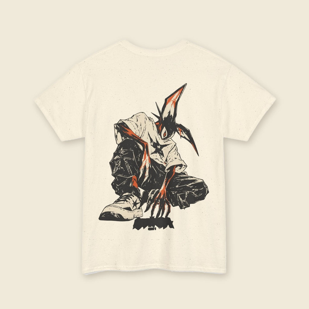 Signal Creature Tee product render: back print of a crouched clawed creature, C mark on the left chest, one of four colours