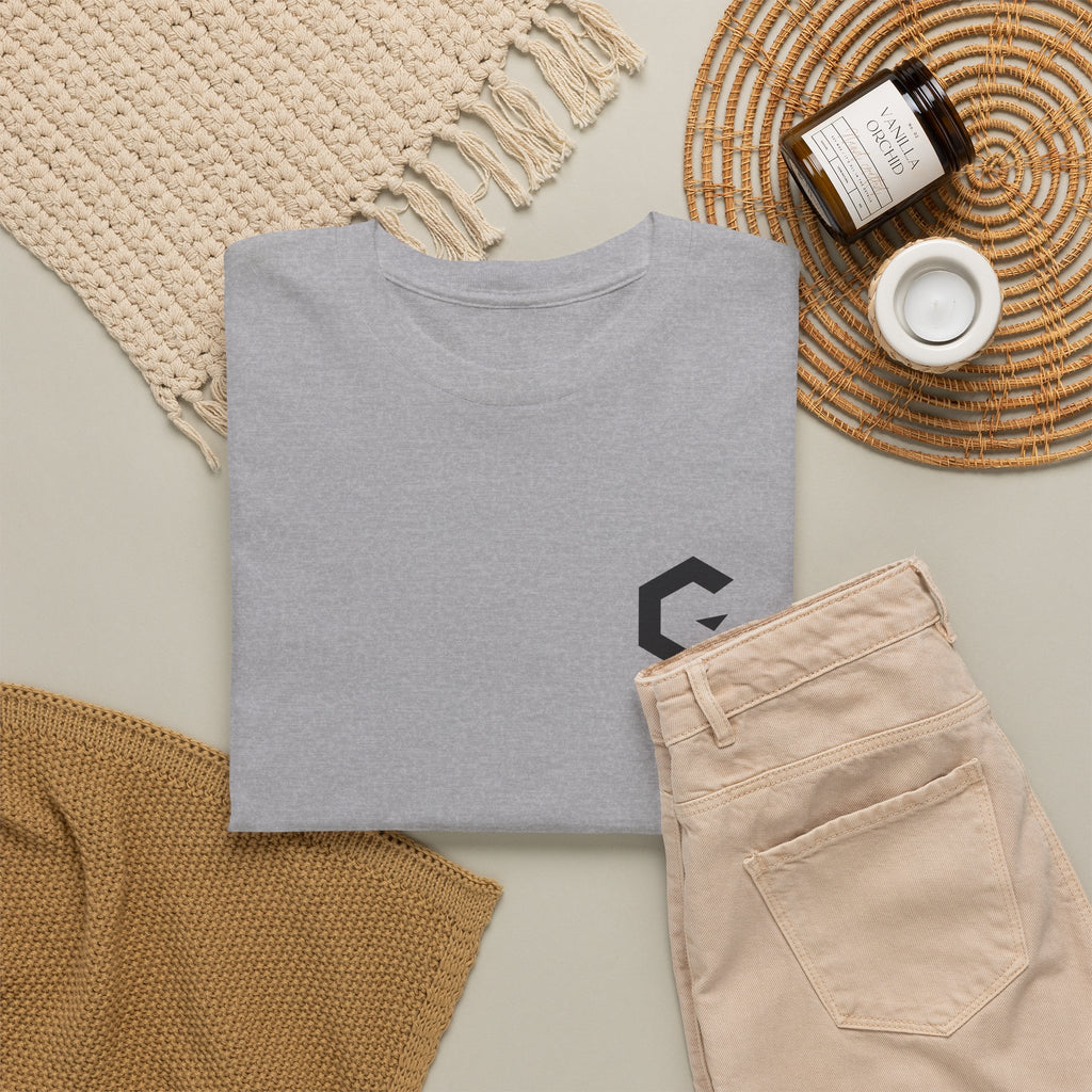 C Slash Tee in Sport Grey, flat lay with jeans