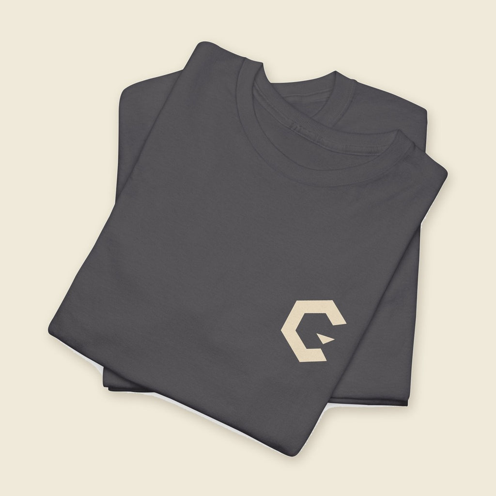 Signal Creature Tee product render: back print of a crouched clawed creature, C mark on the left chest, one of four colours