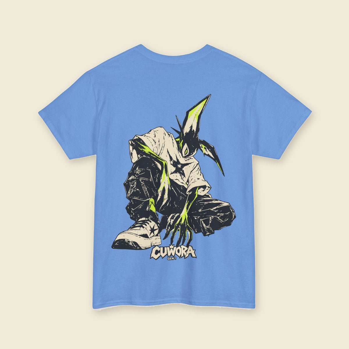 Signal Creature Tee product render: back print of a crouched clawed creature, C mark on the left chest, one of four colours