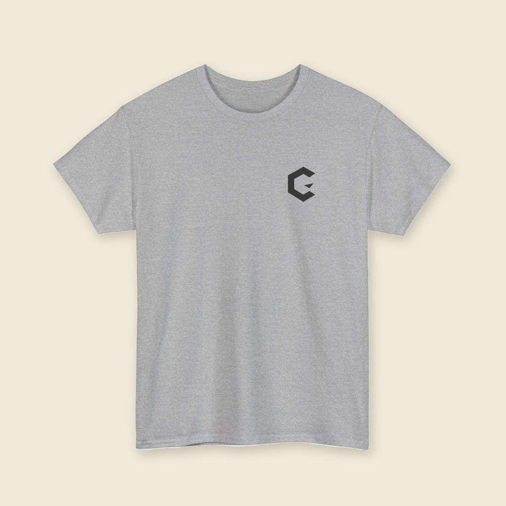 C Slash Tee in Sport Grey, front view with the black C mark on the left chest