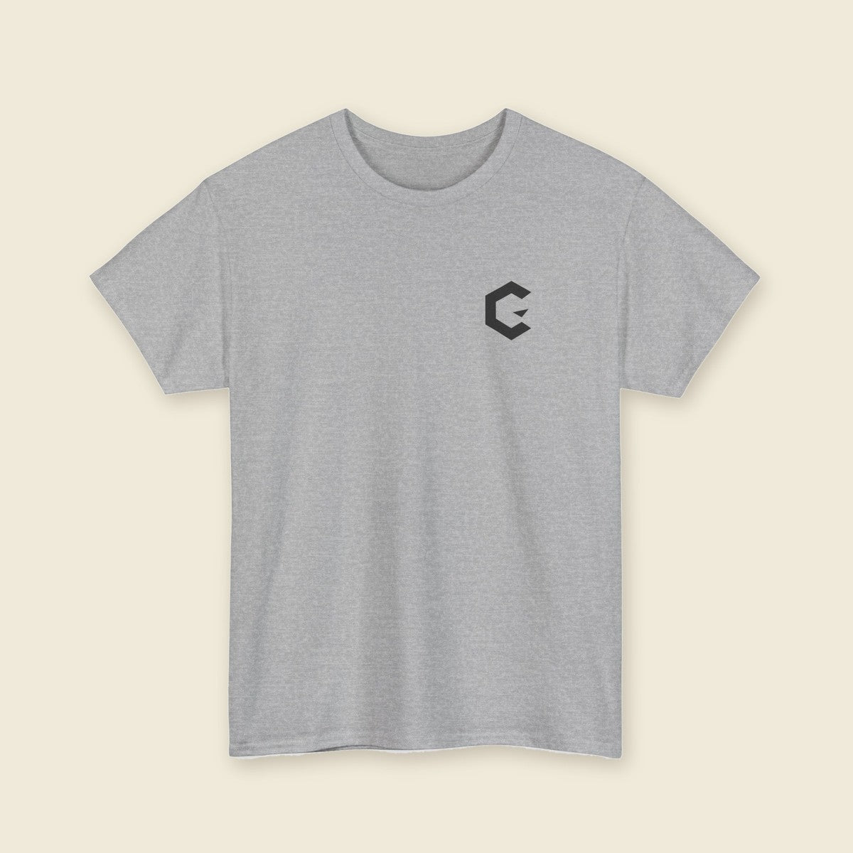 C Slash Tee in Sport Grey, front view with the black C mark on the left chest