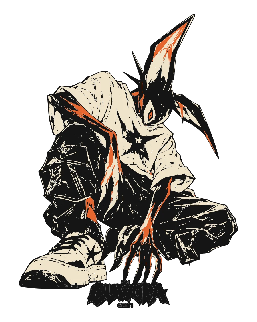 Signal Creature artwork: a crouched clawed creature in ink and burnt orange